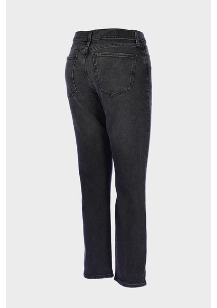 Antrasit Yüksek Bel Patı Fermuarlı Slim Straight Jean Pantolon C 4556-010 fırsatları