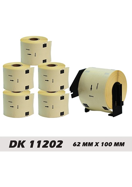 Brother Dk Etiket 62 mm x 100 mm 300 Adet 11202 6 Adet + Tutucu