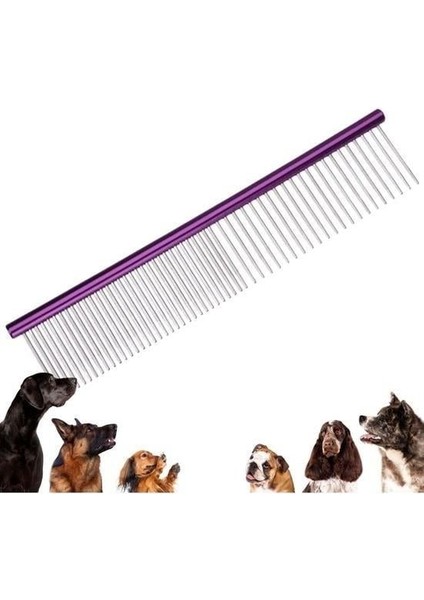 Parlak Metal Köpek Tarağı Renkli Pet Köpek Pire Tımar Tarağı Köpek Tüyü Tarama 19 x 3 cm