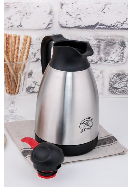 Çift Kat Paslanmaz Çelik 1.5 Lt Termos ( Çay Kahve Piknik Kamp Outdoor Ofis Otel Kafe Okul )
