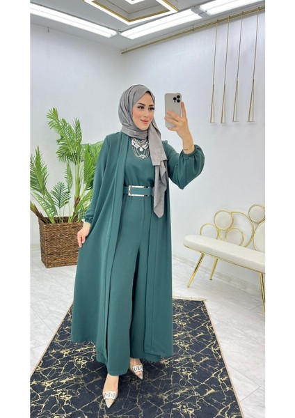 Birinci Sınıf Premium Çift Taraflı Dubai Krep Kumaş Tulumlu Abaya Takım modelleri