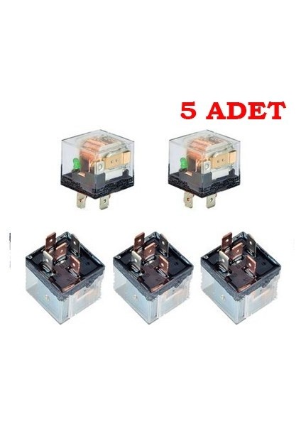 5 Adet Üniversal Röle 40 Amper Şeffaf 5 Uçlu 12V Role N11.2878