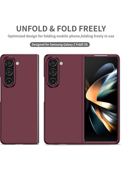 Samsung Galaxy Z Fold 5 Için Ince Sert Pc Koruyucu Kılıf Telefon Kılıfı Şarap Kırmızısı (Yurt Dışından)