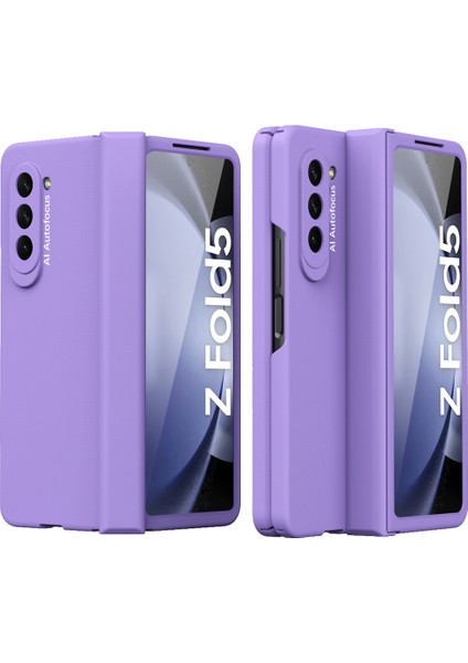 Samsung Galaxy Z Fold 5 Için Ince Sert Pc Telefon Kılıfı Cam Menteşe Korumalı Tam Kapaklı Mor (Yurt Dışından)