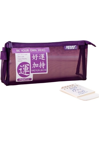 Ortaokul ve Yüksek Değerli Sınavlardaki Erkek ve Kız Öğrenciler Için Retro Renkli Şeffaf Örgü Kalem Kutusu Çift Katmanlı Üç Boyutlu Büyük Boy (Yurt Dışından)