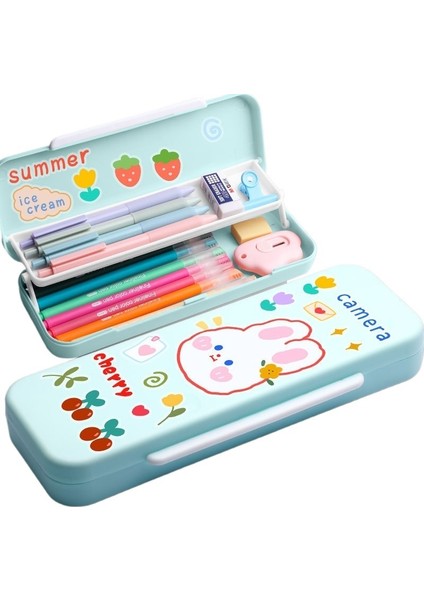Çift Katmanlı Kırtasiye Kutusu Karikatür Büyük Kapasiteli Kalem Kutusu (Yurt Dışından)