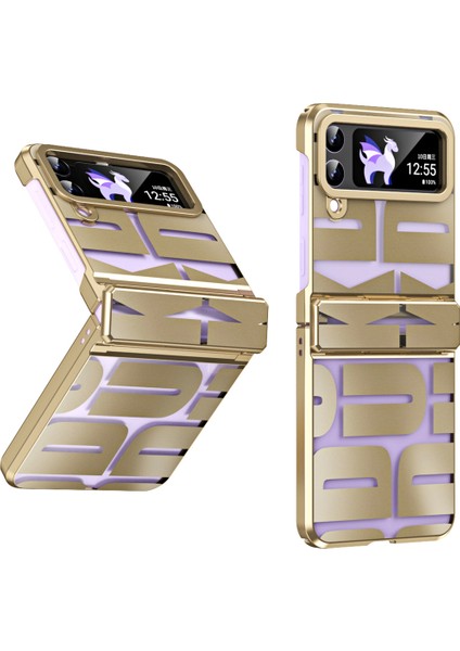 Samsung Galaxy Z Flip 4 5g Için Sert Pc Menteşe Koruma Telefon Kılıfı Altın (Yurt Dışından)