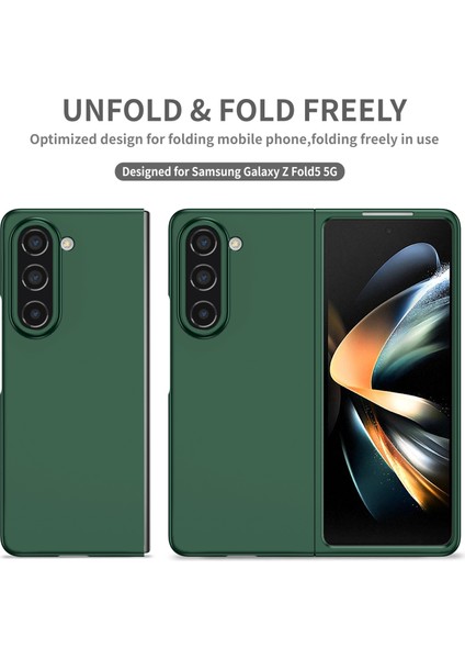 Samsung Galaxy Z Fold 5 Için Ince Sert Pc Koruyucu Kılıf Telefon Kılıfı Yeşil (Yurt Dışından)