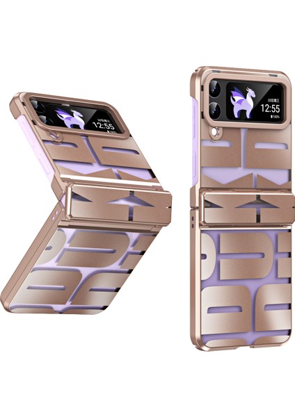 Samsung Galaxy Z Flip 4 5g Için Sert Pc Menteşe Koruma Telefon Kılıfı Rose Gold (Yurt Dışından)