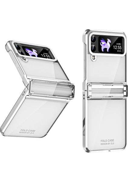 Samsung Galaxy Z Flip 4 5g Için Menteşe Korumalı Sert Pc Şeffaf Telefon Kılıfı Gümüş (Yurt Dışından)