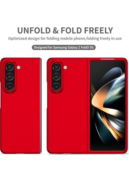 Samsung Galaxy Z Fold 5 Için Ince Sert Pc Koruyucu Kılıf Telefon Kılıfı Kırmızı (Yurt Dışından)