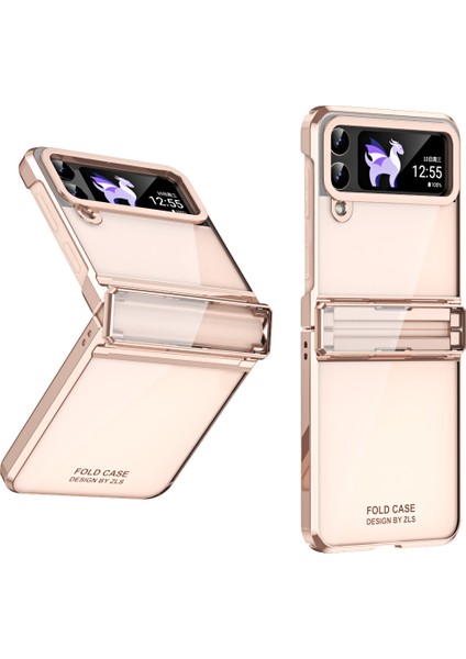 Samsung Galaxy Z Flip 4 5g Için Menteşe Korumalı Sert Pc Şeffaf Telefon Kılıfı Rose Gold (Yurt Dışından)
