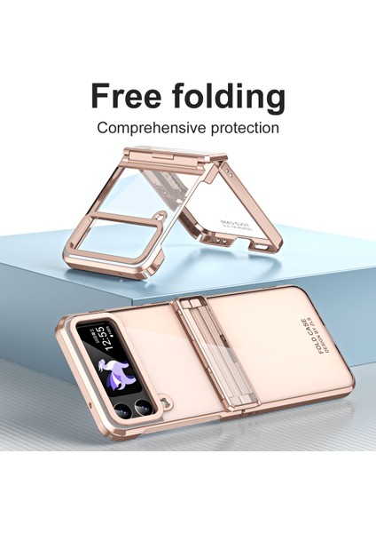 Samsung Galaxy Z Flip 4 5g Için Menteşe Korumalı Sert Pc Şeffaf Telefon Kılıfı Rose Gold (Yurt Dışından) fiyatları