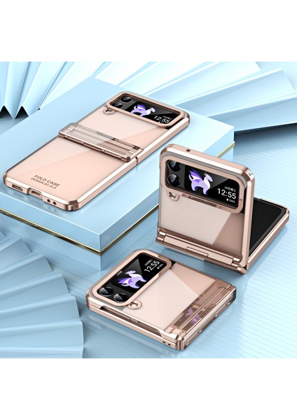 Samsung Galaxy Z Flip 4 5g Için Menteşe Korumalı Sert Pc Şeffaf Telefon Kılıfı Rose Gold (Yurt Dışından) fırsatları
