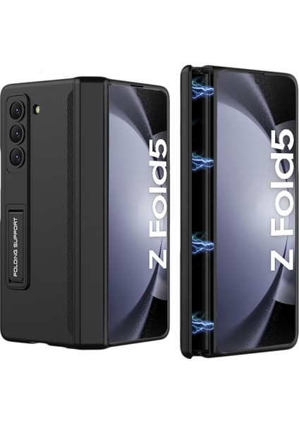 Samsung Galaxy Z Fold 5 Için Manyetik Menteşe Koruma Standı Her Şey Dahil Telefon Kılıfı Siyah (Yurt Dışından)