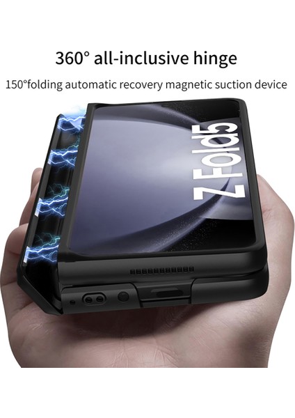 Samsung Galaxy Z Fold 5 Için Manyetik Menteşe Koruma Standı Her Şey Dahil Telefon Kılıfı Siyah (Yurt Dışından)