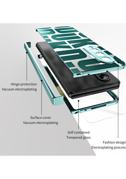 Samsung Galaxy Z Fold 4 5g Için Sert Pc Menteşe Koruma Telefon Kılıfı Yeşil (Yurt Dışından)