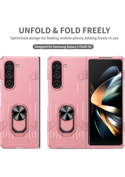 Samsung Galaxy Z Fold 5 Için Sert Pc Halka Tutucu Standı Katlanır Telefon Kılıfı Pembe (Yurt Dışından)