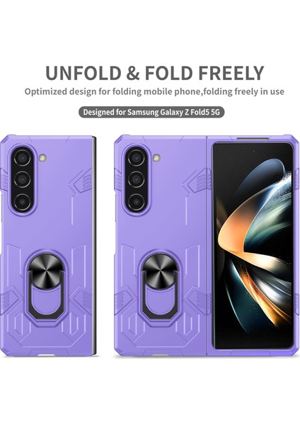 Samsung Galaxy Z Fold 5 Için Sert Pc Halka Tutucu Standı Katlanır Telefon Kılıfı Mor (Yurt Dışından)