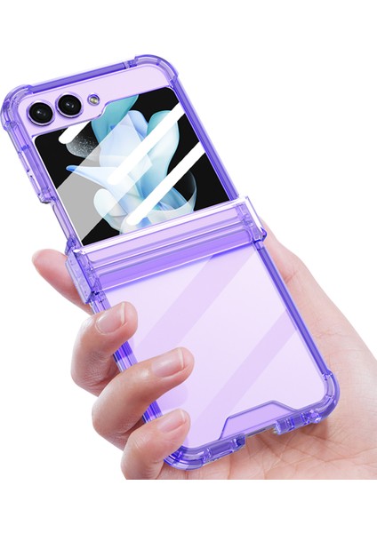 Samsung Galaxy Z Flip 5 Için Şeffaf Kılıf Menteşe Korumalı Şok Emici Telefon Kılıfı Mor (Yurt Dışından) indirimleri