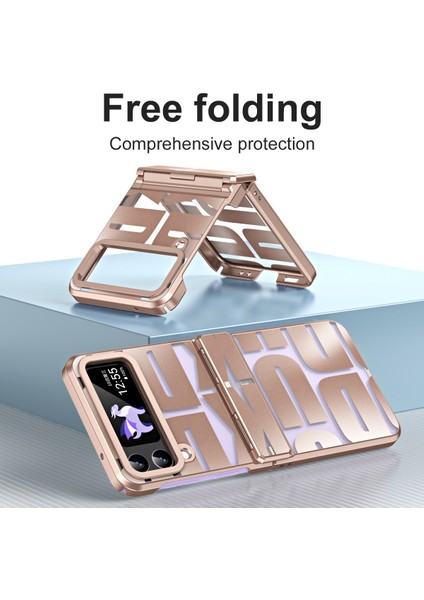 Samsung Galaxy Z Flip 3 5g Için Sert Pc Menteşe Koruma Telefon Kılıfı Rose Gold (Yurt Dışından)