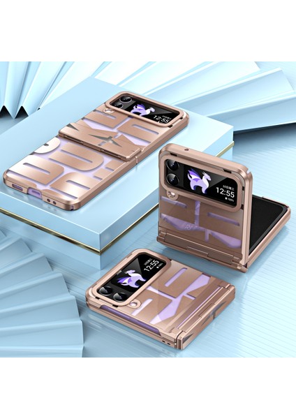 Samsung Galaxy Z Flip 3 5g Için Sert Pc Menteşe Koruma Telefon Kılıfı Rose Gold (Yurt Dışından)