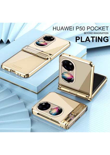 Huawei P50 Pocket Için Menteşe Korumalı Sert Pc Şeffaf Telefon Kılıfı Gümüş (Yurt Dışından)