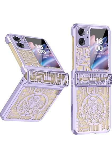 Oppo Find N2 Flip Için Şık Elektroliz Kaplama Sert Pc Telefon Kılıfı Mor (Yurt Dışından)