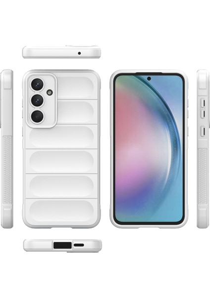 Samsung Galaxy A55 Için Kaymaz Yumuşak Silikon Telefon Kılıfı - Beyaz (Yurt Dışından)