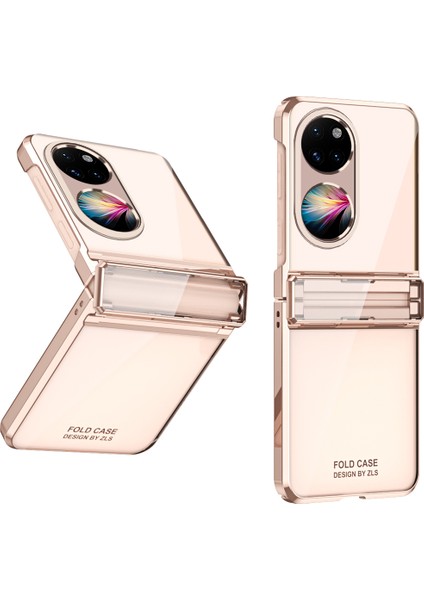 Huawei P50 Pocket Için Menteşe Korumalı Sert Pc Şeffaf Telefon Kılıfı Rose Gold (Yurt Dışından)