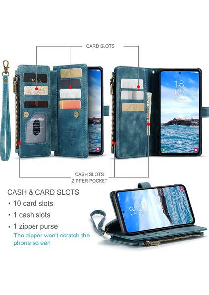 Google Pixel 8 Için Pu Deri Çok Fonksiyonlu Flip Cüzdan Standı Telefon Kılıfı - Mavi (Yurt Dışından) indirimleri