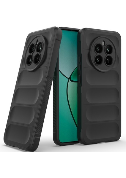 Realme 12+ Için Kaymaz Yumuşak Silikon Telefon Kılıfı - Siyah (Yurt Dışından)