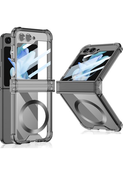 Samsung Galaxy Z Flip 5 Için Menteşe Korumalı Şeffaf Kılıf Telefon Kılıfı , Magsafe ile Uyumlu Siyah (Yurt Dışından)