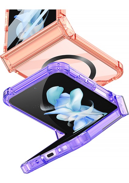 Samsung Galaxy Z Flip 5 Için Menteşe Korumalı Şeffaf Kılıf Telefon Kılıfı , Magsafe ile Uyumlu Mor (Yurt Dışından) modelleri
