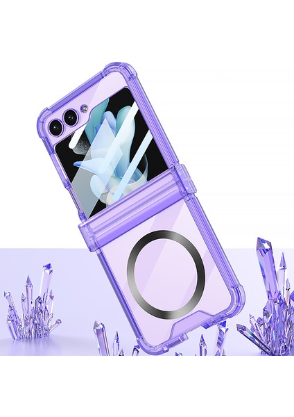 Samsung Galaxy Z Flip 5 Için Menteşe Korumalı Şeffaf Kılıf Telefon Kılıfı , Magsafe ile Uyumlu Mor (Yurt Dışından) fırsatları