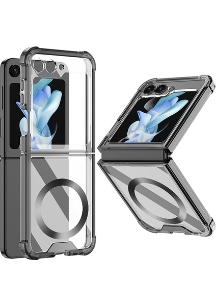 Samsung Galaxy Z Flip 5 Için Şeffaf Telefon Kılıfı , Magsafe ile Uyumlu Siyah (Yurt Dışından)