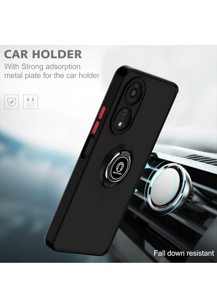 Oppo A78 5g Için Yüzük Stand Mat Sert Silikon Telefon Kılıfı - Siyah (Yurt Dışından) modelleri