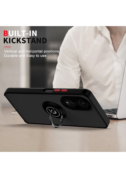 Oppo A78 5g Için Yüzük Stand Mat Sert Silikon Telefon Kılıfı - Siyah (Yurt Dışından) fırsatları
