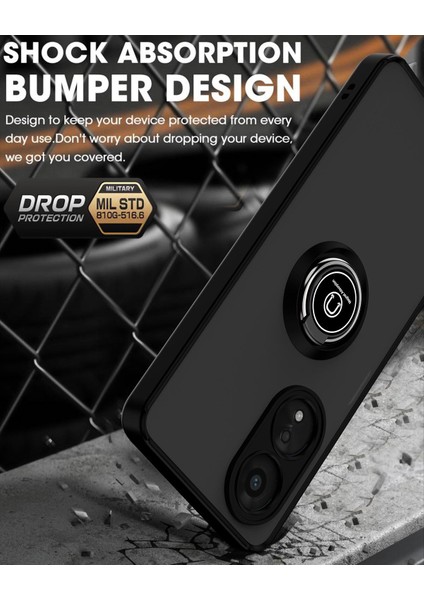 Oppo A78 5g Için Yüzük Stand Mat Sert Silikon Telefon Kılıfı - Siyah (Yurt Dışından) indirimleri