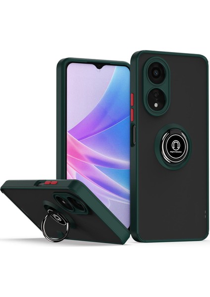 Oppo A78 5g Için Yüzük Stand Mat Sert Silikon Telefon Kılıfı - Dark Yeşil (Yurt Dışından)