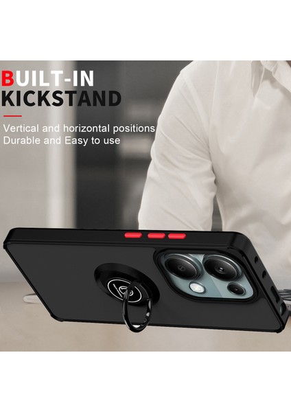 Xiaomi Redmi Note 13 Pro 4g Için Yüzük Stand Mat Sert Silikon Telefon Kılıfı - Yeşil (Yurt Dışından)