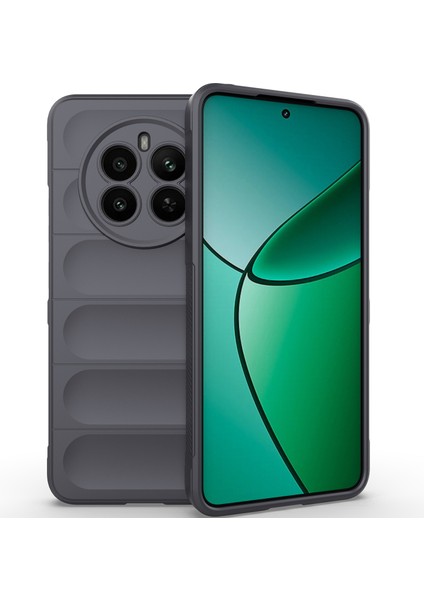 Realme 12+ Için Kaymaz Yumuşak Silikon Telefon Kılıfı - Koyu Gri (Yurt Dışından)
