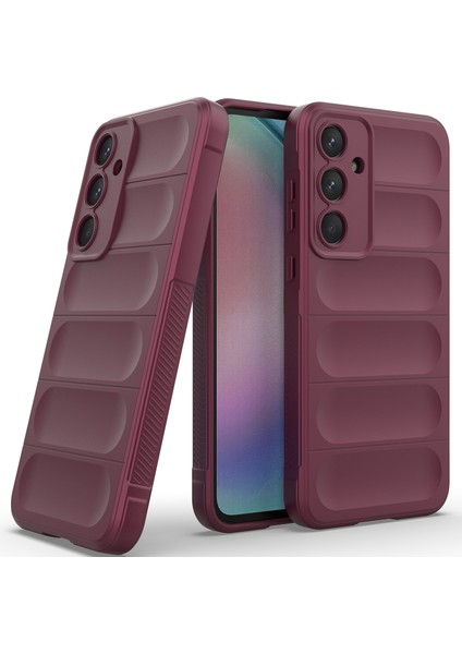 Samsung Galaxy A55 Için Kaymaz Yumuşak Silikon Telefon Kılıfı - Koyu Kırmızı (Yurt Dışından)
