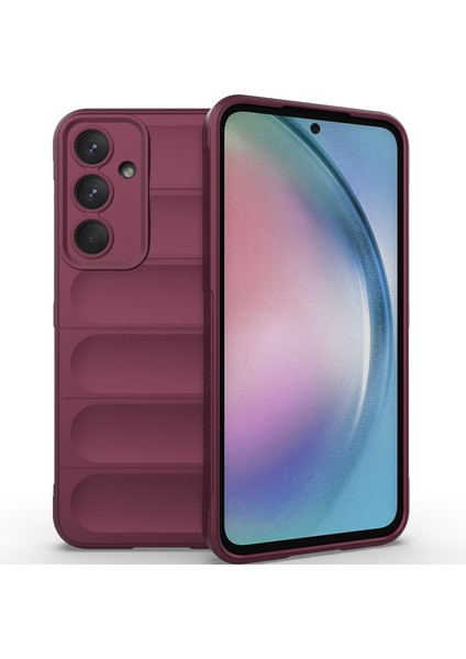 Samsung Galaxy A55 Için Kaymaz Yumuşak Silikon Telefon Kılıfı - Koyu Kırmızı (Yurt Dışından)
