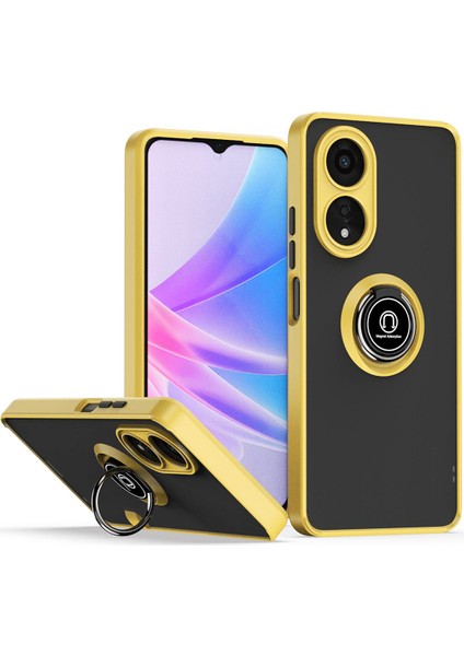 Oppo A78 5g Için Yüzük Stand Mat Sert Silikon Telefon Kılıfı - Sarı (Yurt Dışından)
