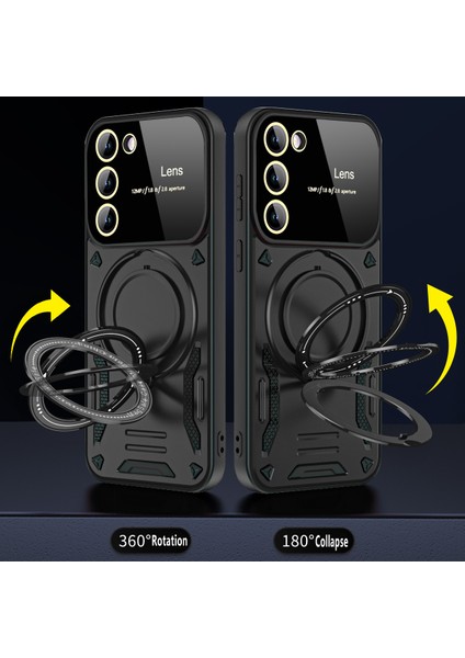 Samsung Galaxy S23 Için Çift Katmanlı Manyetik Halka Lens Standı Telefon Kılıfı - Siyah (Yurt Dışından) fiyatları