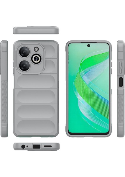 Infinix Smart 8 Için Kaymaz Yumuşak Silikon Telefon Kılıfı - Gri (Yurt Dışından)