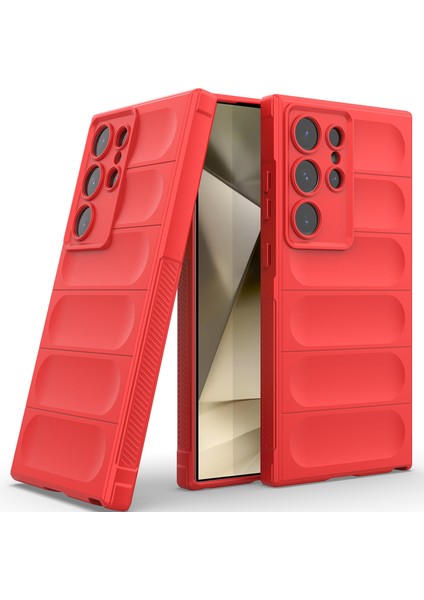 Samsung Galaxy S24 Ultra Için Kaymaz Yumuşak Silikon Telefon Kılıfı - Kırmızı (Yurt Dışından)