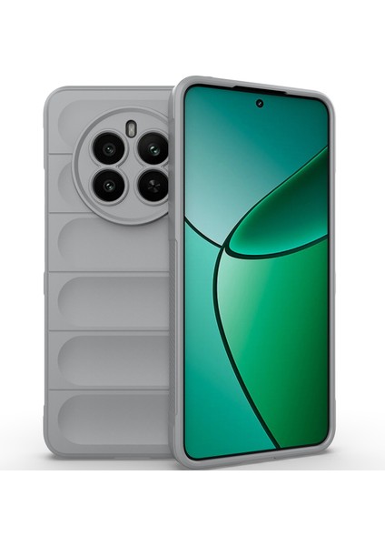 Realme 12+ Için Kaymaz Yumuşak Silikon Telefon Kılıfı - Gri (Yurt Dışından)