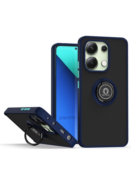 Xiaomi Redmi Note 13 4g Için Yüzük Stand Mat Sert Silikon Telefon Kılıfı - Mavi (Yurt Dışından)